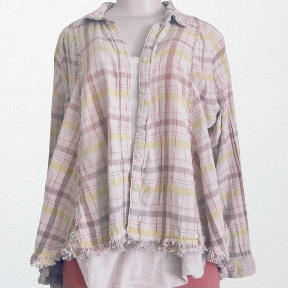 We the Free Oversized Pink Plaid Seeking Starlight Shirt Shacket SZ M - Picture 4 of 12